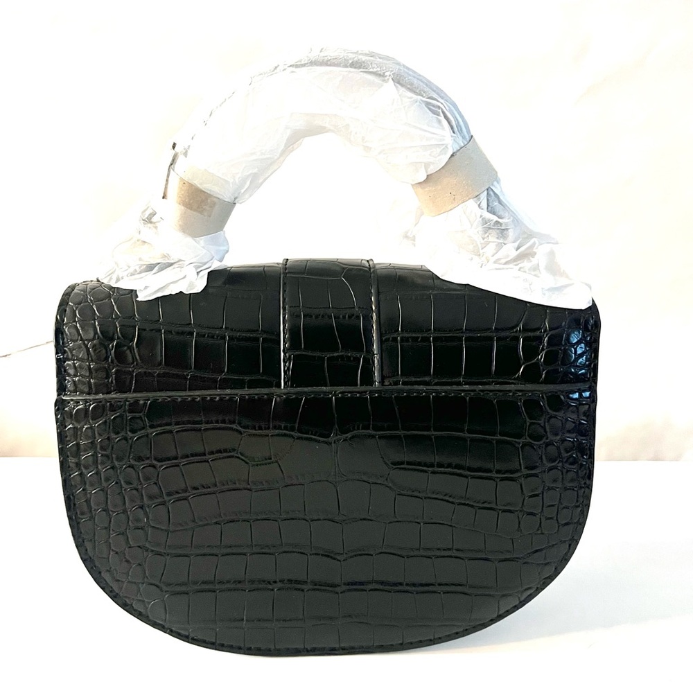 Clear Crossbody with Black Croc-embossed  Accents and Gold Turn Lock - New - Picture 4 of 10